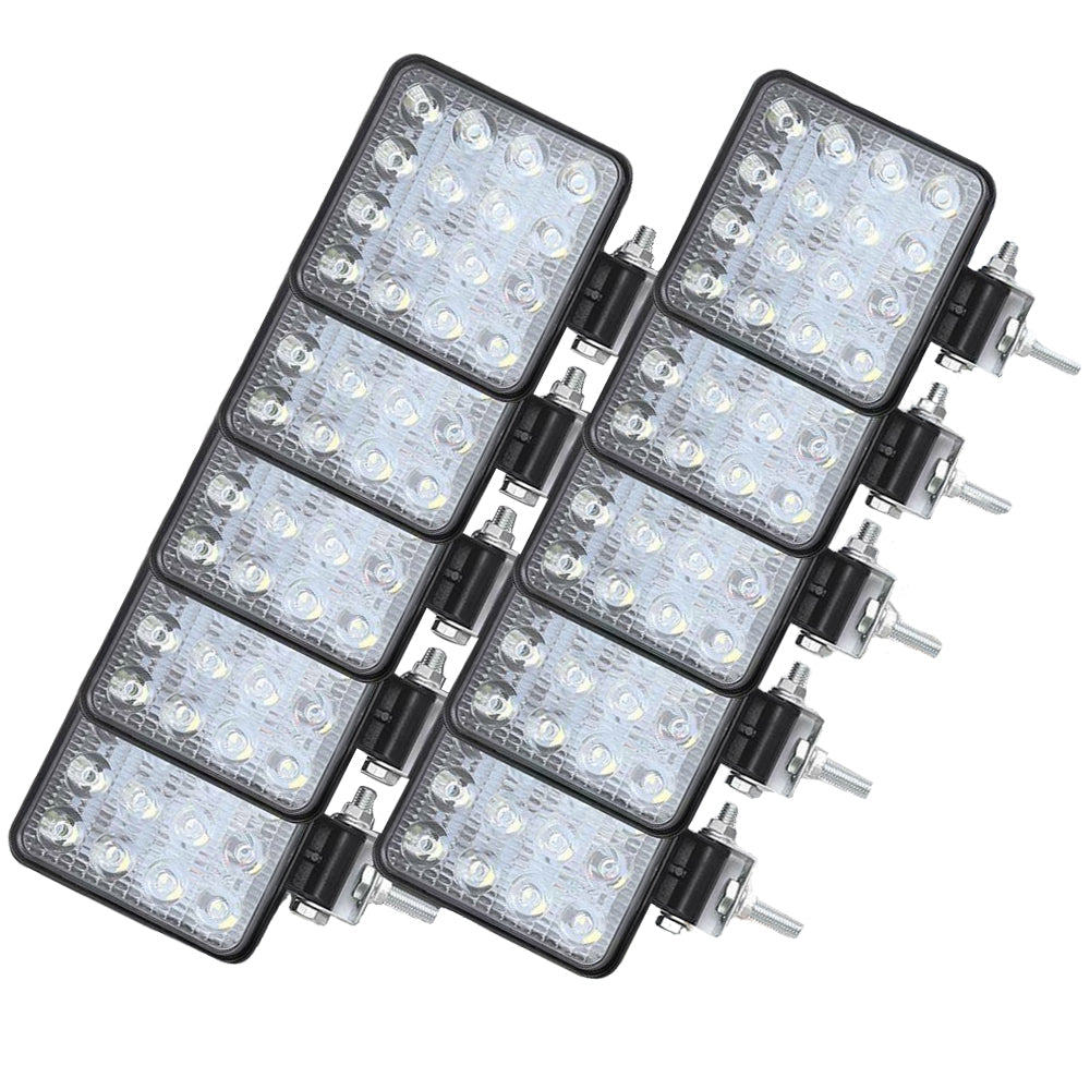 10x 4inch Flood LED Work Lights 80W 12V Square IP68 Suitable For Vehicle/Boat