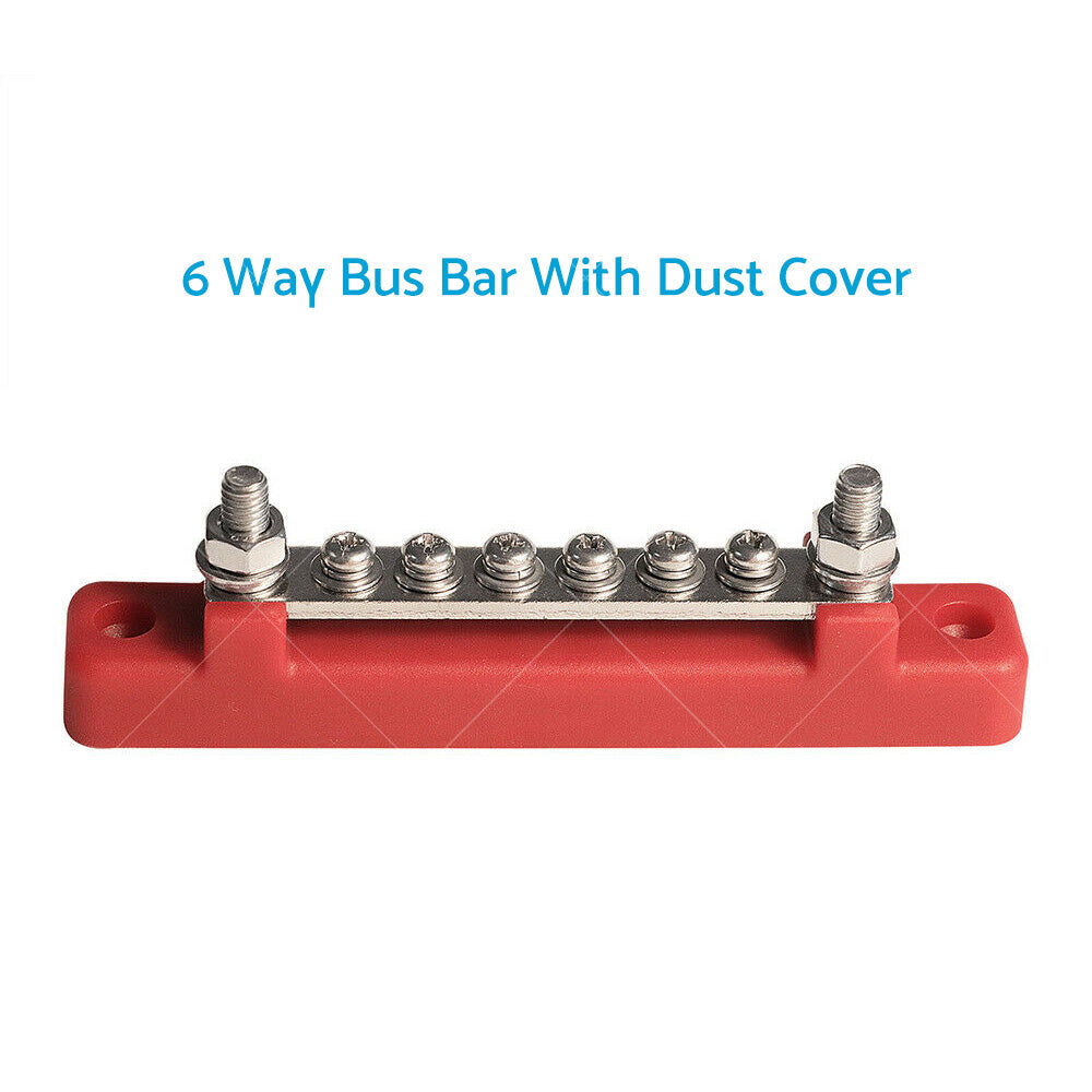 {{ 2 Way 6 Way Bus Bar Power Distribution 12V 150A Rated Terminal Block Black Red }} - Buy Car Parts Online at {{ Kaka Auto Parts }}.