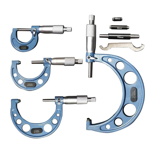 4x Outside Micrometer Set 0-100mm Carbide Tip Precision Measuring Tool 0.01mm Suitable For Machinist