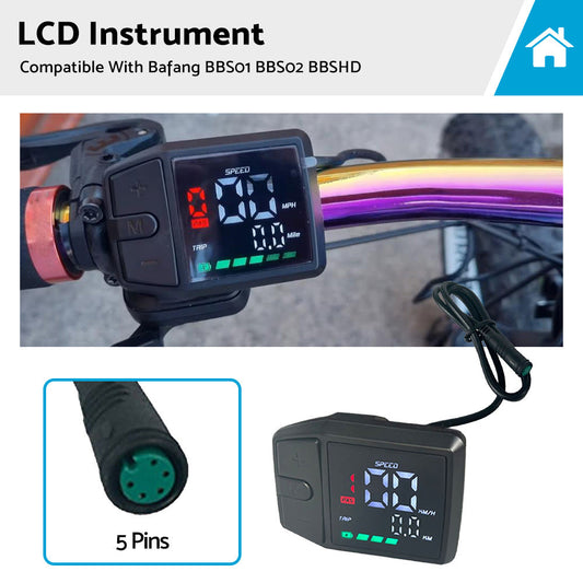 High Quality LCD Instrument Suitable For Bafang BBS01 Center Motor Color Display