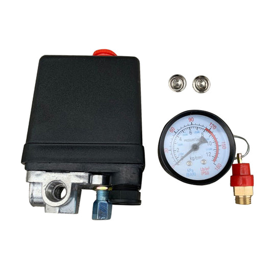 Air Compressor Pressure Switch Manifold Regulator With Safety Valve Suitable For 175PSI - 4-Port