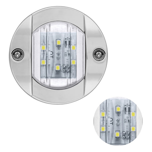 4x Round LED Marine Boat Cabin & Deck Courtesy Lights Suitable For Walkway - White Stern Light