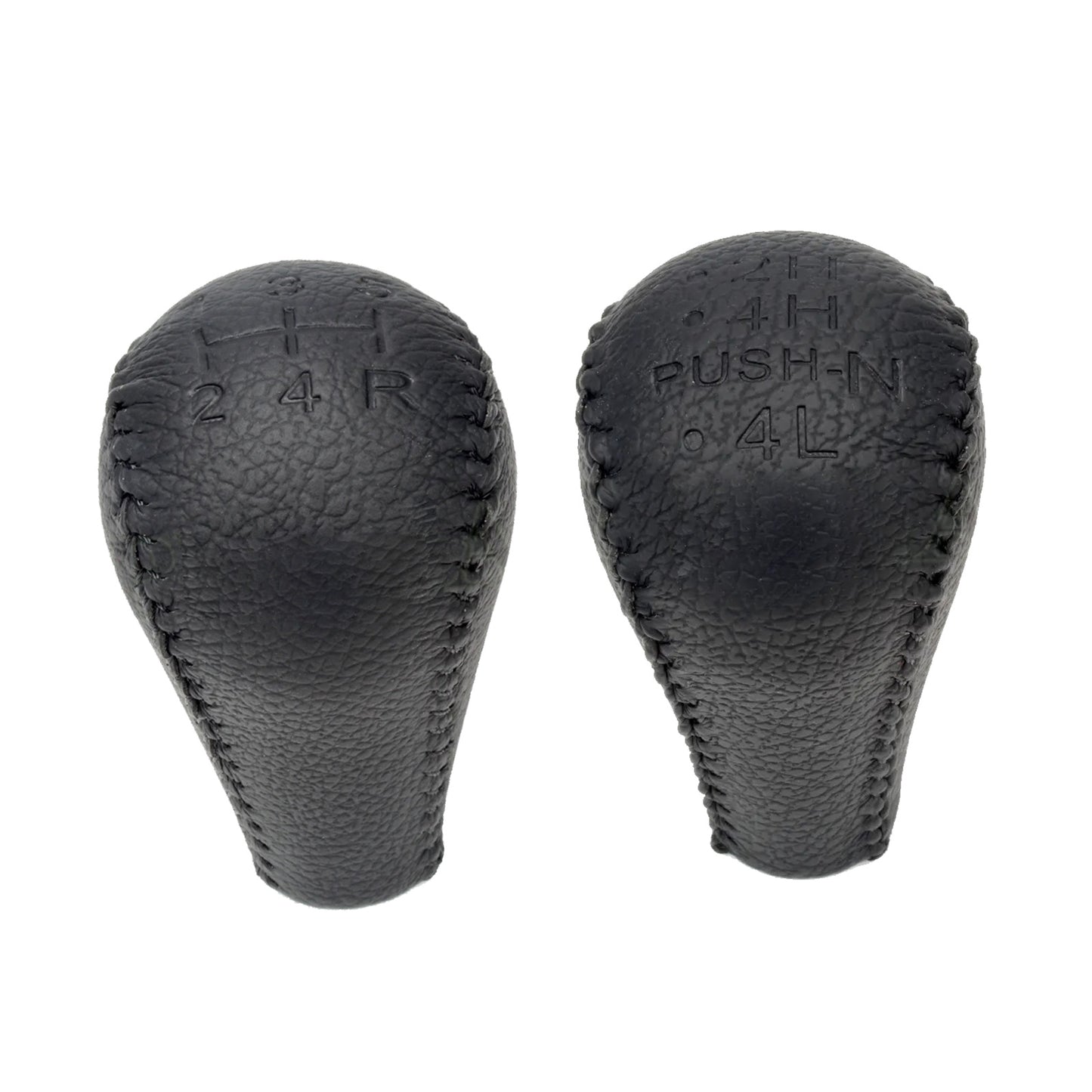 Leather Transfer Case & Gear Shift Knobs 2x Black Suitable For Nissan Patrol GQ / GU