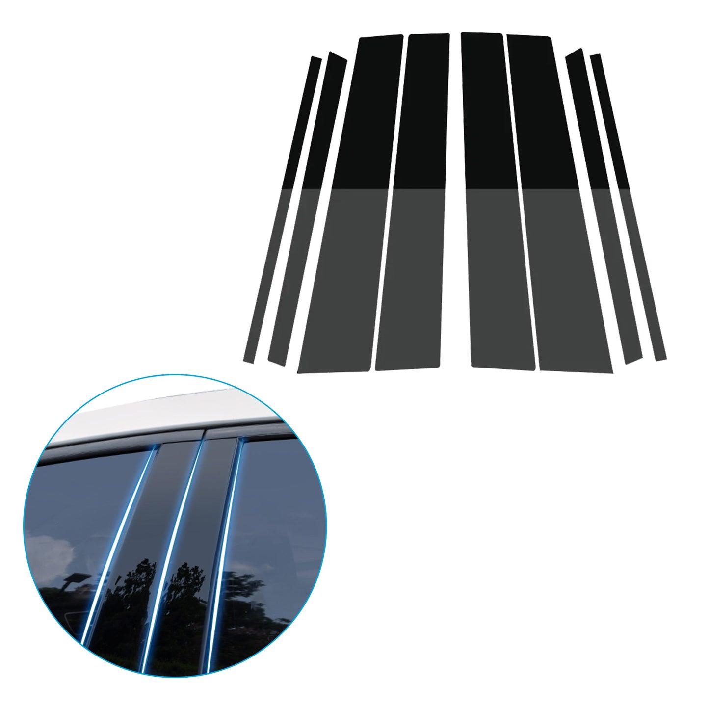 8x Black Pillar Post Cover Trims Suitable For Honda Civic Sedan 2012-2015