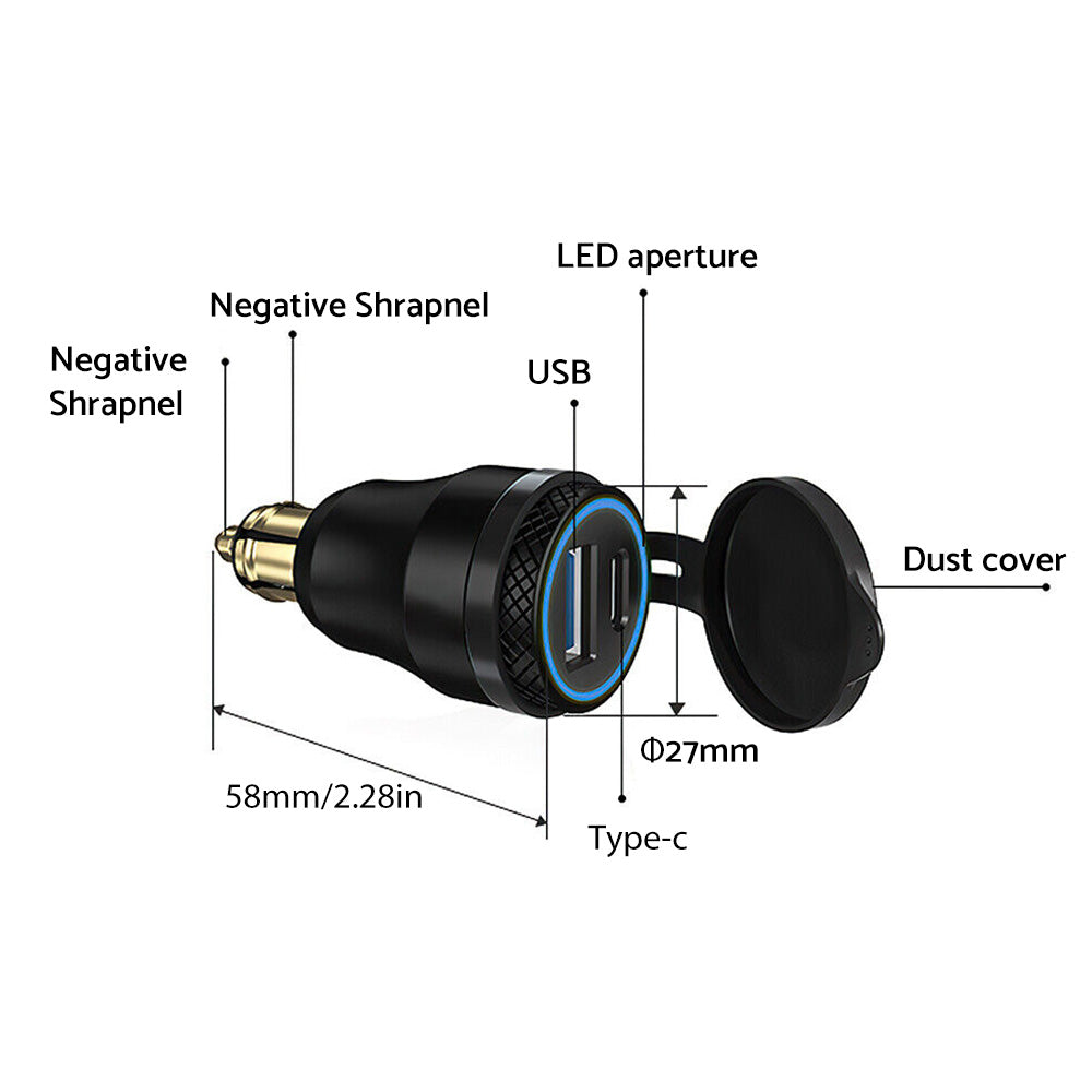 Dual USB Charger Hella DIN Type C Plug Socket Suitable For BMW Motorcycles / Ducati Motorcycles