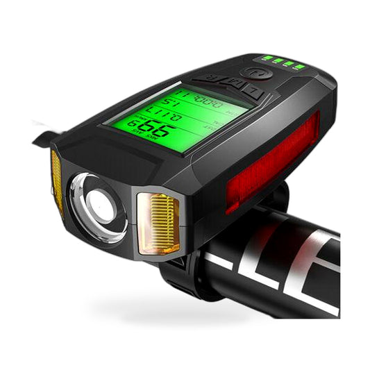 LED Bicycle Headlight with Horn and Speedometer Suitable for Bicycles