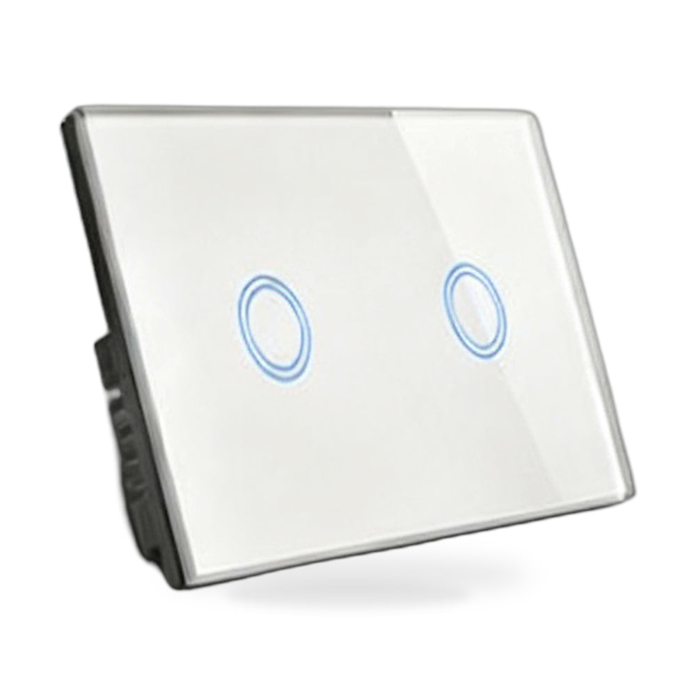 87x87mm LED Touch Wall Light Switch 2-Gang 1-Way Suitable for Home Office Instal