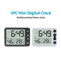 Small Mini Digital Clock with Temperature Display Suitable For Travel, LCD LED, Alarm, Battery Operated ¨C Black & White