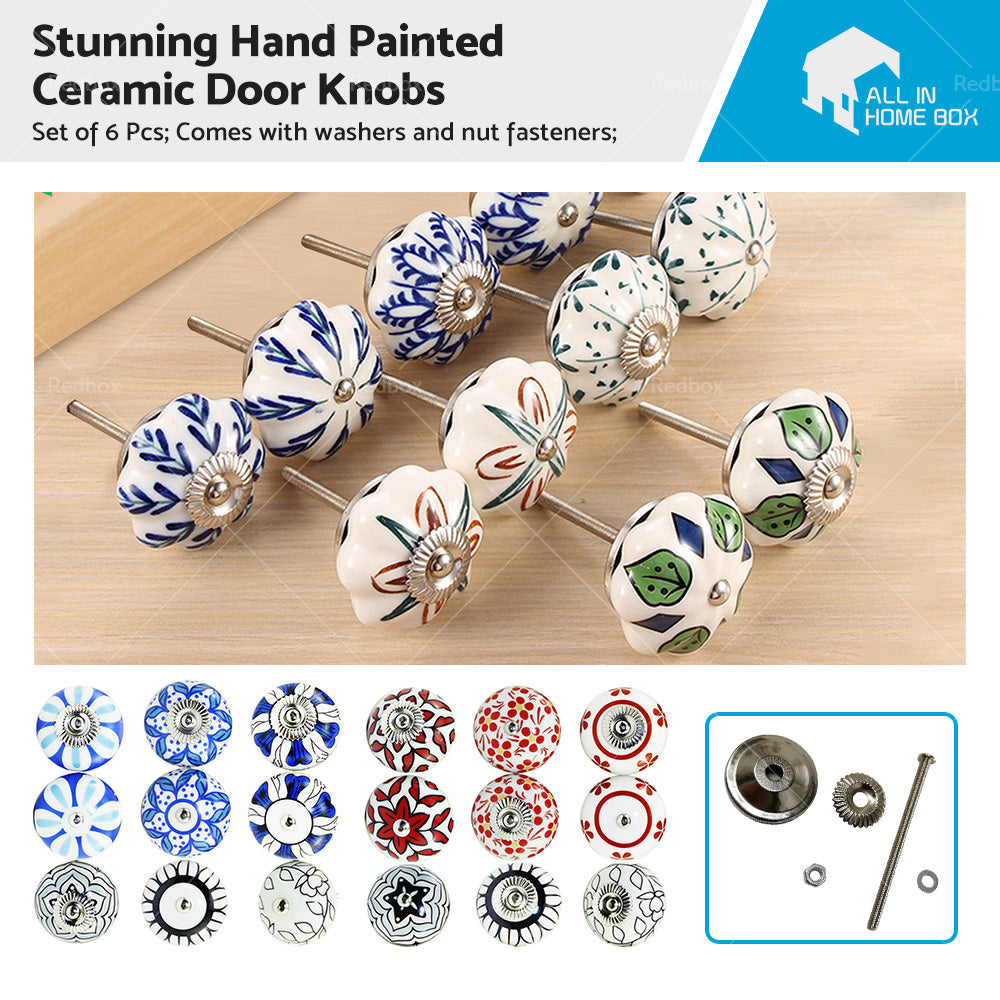 6 Pcs Cupboard Door Knobs Handles Drawer Pull Vintage Ceramic Knob Shabby Chic