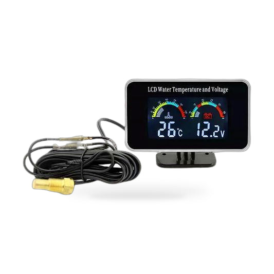 2-in-1 Car Digital LCD Water Temperature Meter & Voltmeter Gauge Suitable for 12