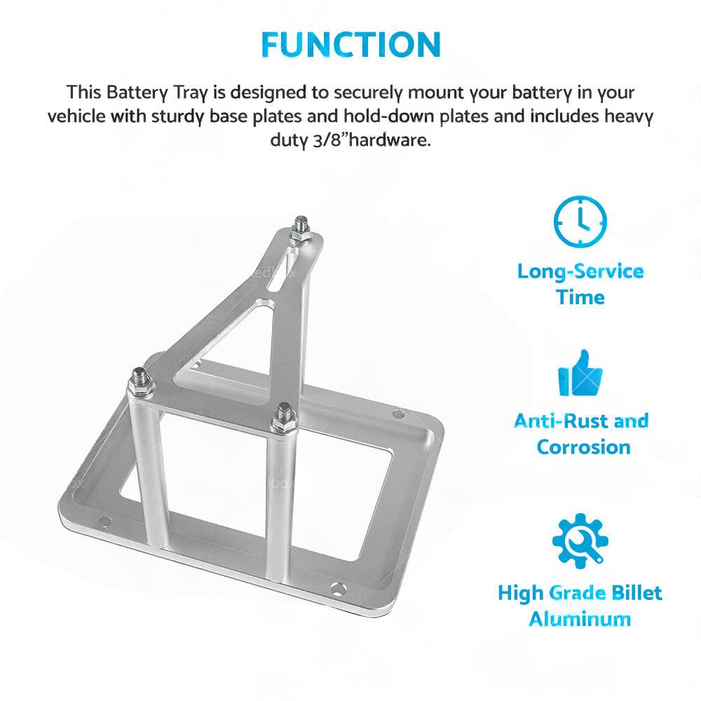 Universal Aluminum Billet Battery Tray Hold Down Relocation Box Mount OEM 551181