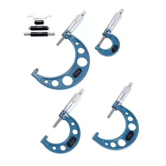 4x Outside Micrometer Set 0-100mm Carbide Tip Precision Measuring Tool 0.01mm Suitable For Machinist