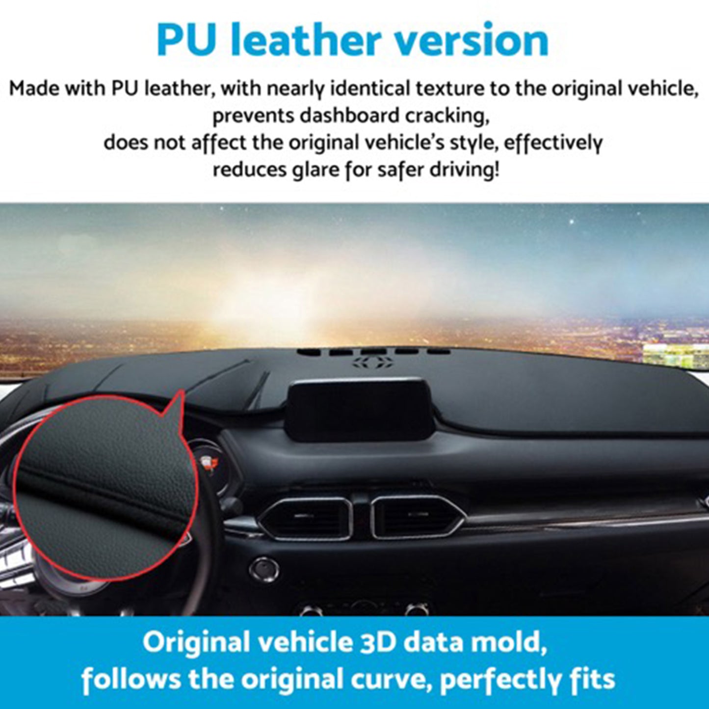 Non-Slip Dash Mat Microfiber Leather Suitable For Toyota Prado 250 Series w/HUD