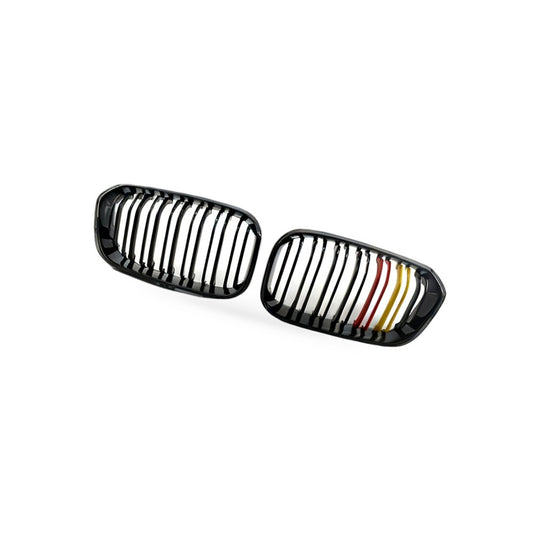 Gloss Black Dual Line Red Yellow Grille Suitable for BMW 1 F20 F21 LCI 15-17