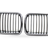 For BMW 3 Series E36 97-99 Modified Semi Chrome Gloss Black Grille Front Face - XQ1