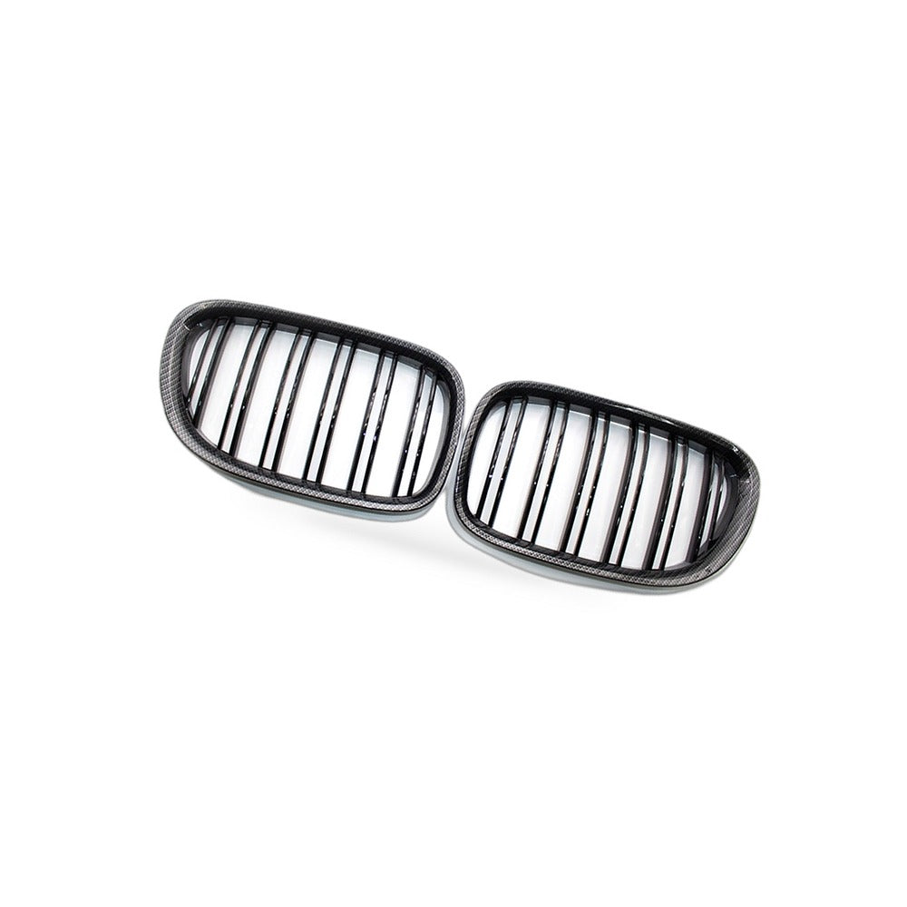 Carbon Pattern Glossy Black Double Line Front Grille Suitable for BMW 7 Series - BD1