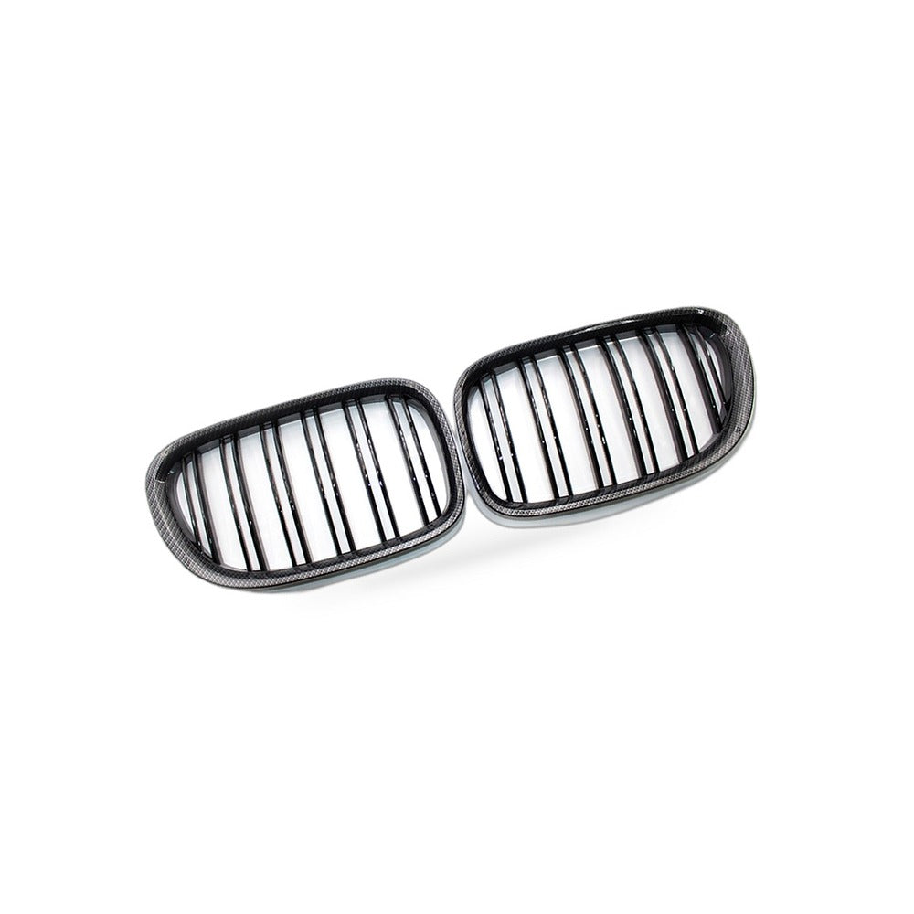 Carbon Pattern Glossy Black Double Line Front Grille Suitable for BMW 7 Series - BD2