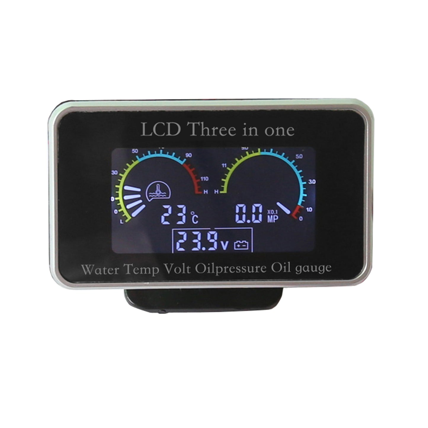 3-in-1 LCD Digital Gauge Suitable For Oil Pressure, Voltage & Water Temperature 12V / 24V Car & Truck