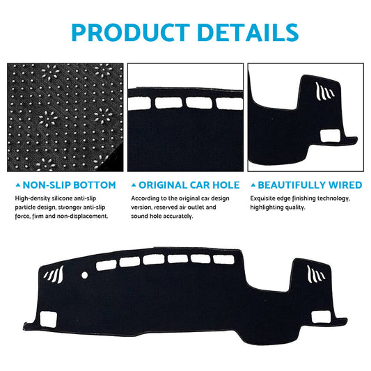 Black Dash Mat Suitable For Toyota Kluger XU75R Grande With HUD 2021-2022
