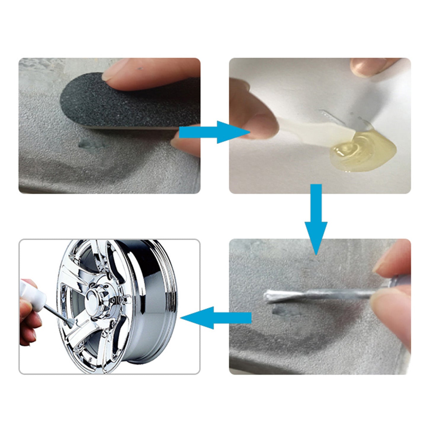 Silver Alloy Wheel Rim Scratch Repair Kit Tool Set Suitable For Car Kerb Damage