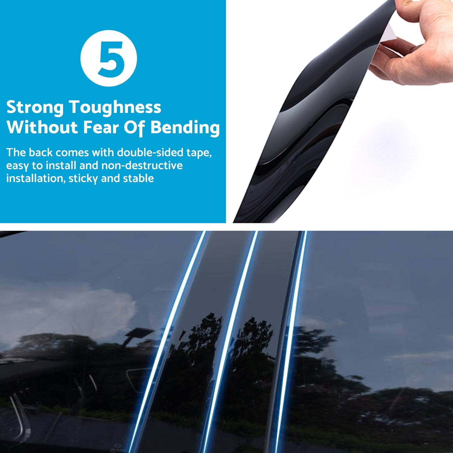 8x Black Pillar Post Cover Trims Suitable For Honda Civic Sedan 2012-2015
