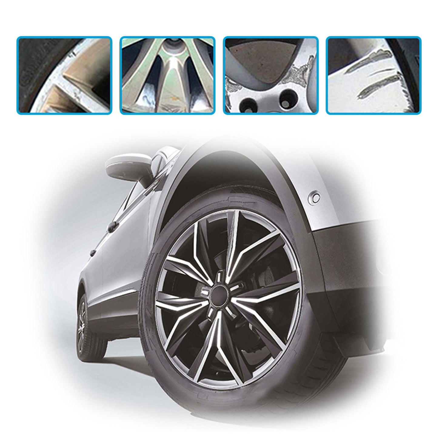 Silver Alloy Wheel Rim Scratch Repair Kit Tool Set Suitable For Car Kerb Damage