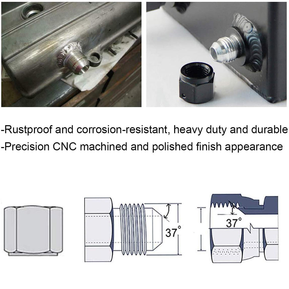 {{ AN10 Male Aluminium weld on JIC bungs x 2 fitting -10AN JXSS032-10-A }} - Buy Car Parts Online at {{ Kaka Auto Parts }}.