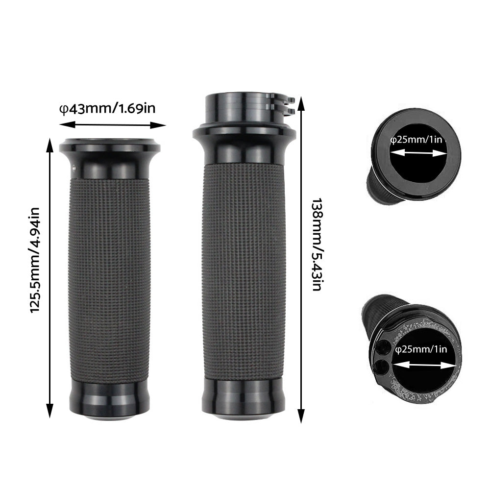 1-inch Pair Black Hand Grip Handle Bar Suitable For Harley-Davidson Touring 2000-2020 / Dyna 2000-2017 / Sportster 2004-2020