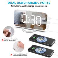 Digital Alarm Clock with Mirror LED Display Suitable For Wall & Bedroom, Snooze Function, Dim Mode