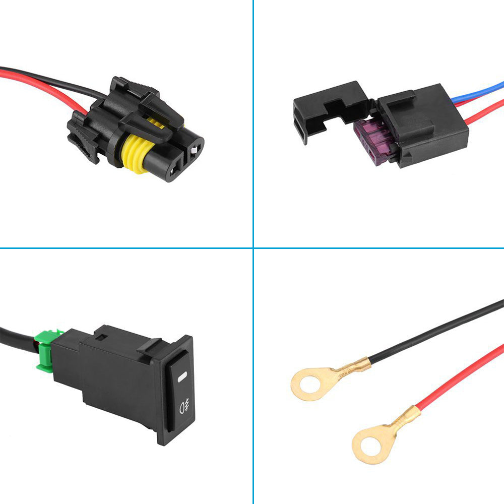 Harness Kit 12V Car LED Fog Light On Off Switch Wiring Harness Fuse Relay Kit