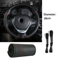 Premium Leather DIY Steering Wheel Cover Suitable For Car ¡§C 38cm Auto Protection With Needle