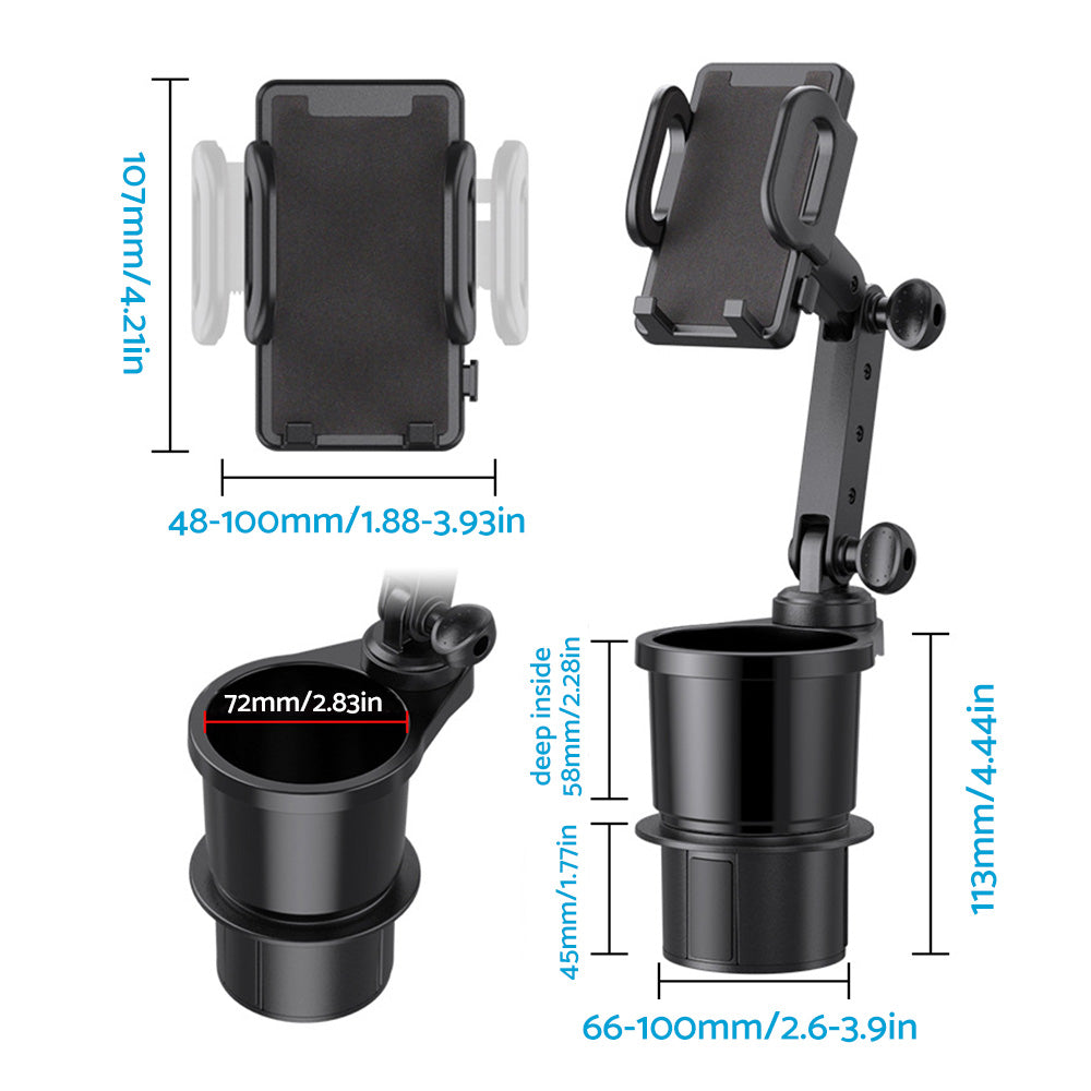 2-in-1 Universal Car Cup Holder Phone & GPS Mount Suitable For Adjustable 360?? Angle