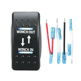 compare product 7-Pin Winch In Out Rocker Switch Blue LED Rocker Toggle Switch 12V-24V ON OFF ON
