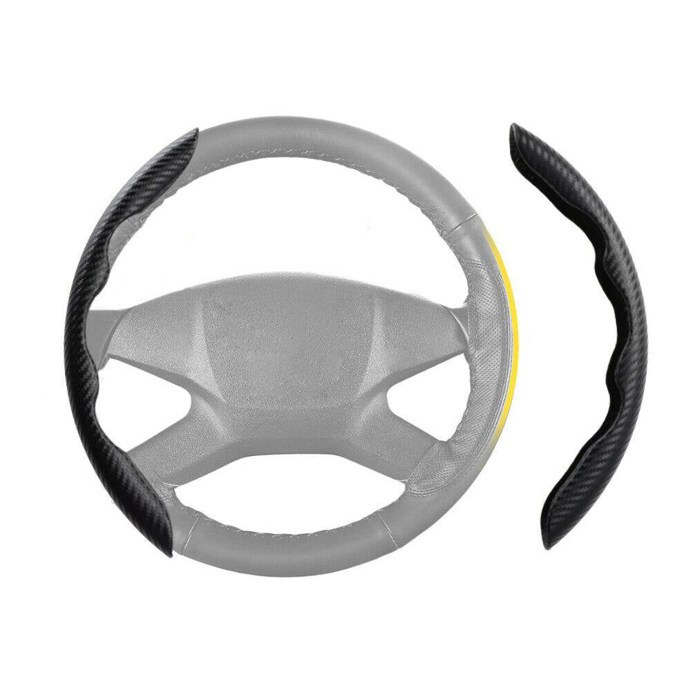 2x Black Carbon Fiber Steering Wheel Booster Non-Slip Cover Trim Accessories