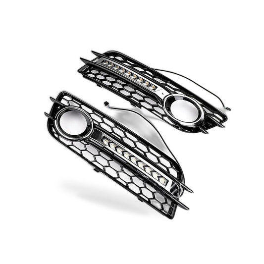 LED Flow Daytime Running Light Yellow Turn Signal Mesh Fog Light Frame for 09-11