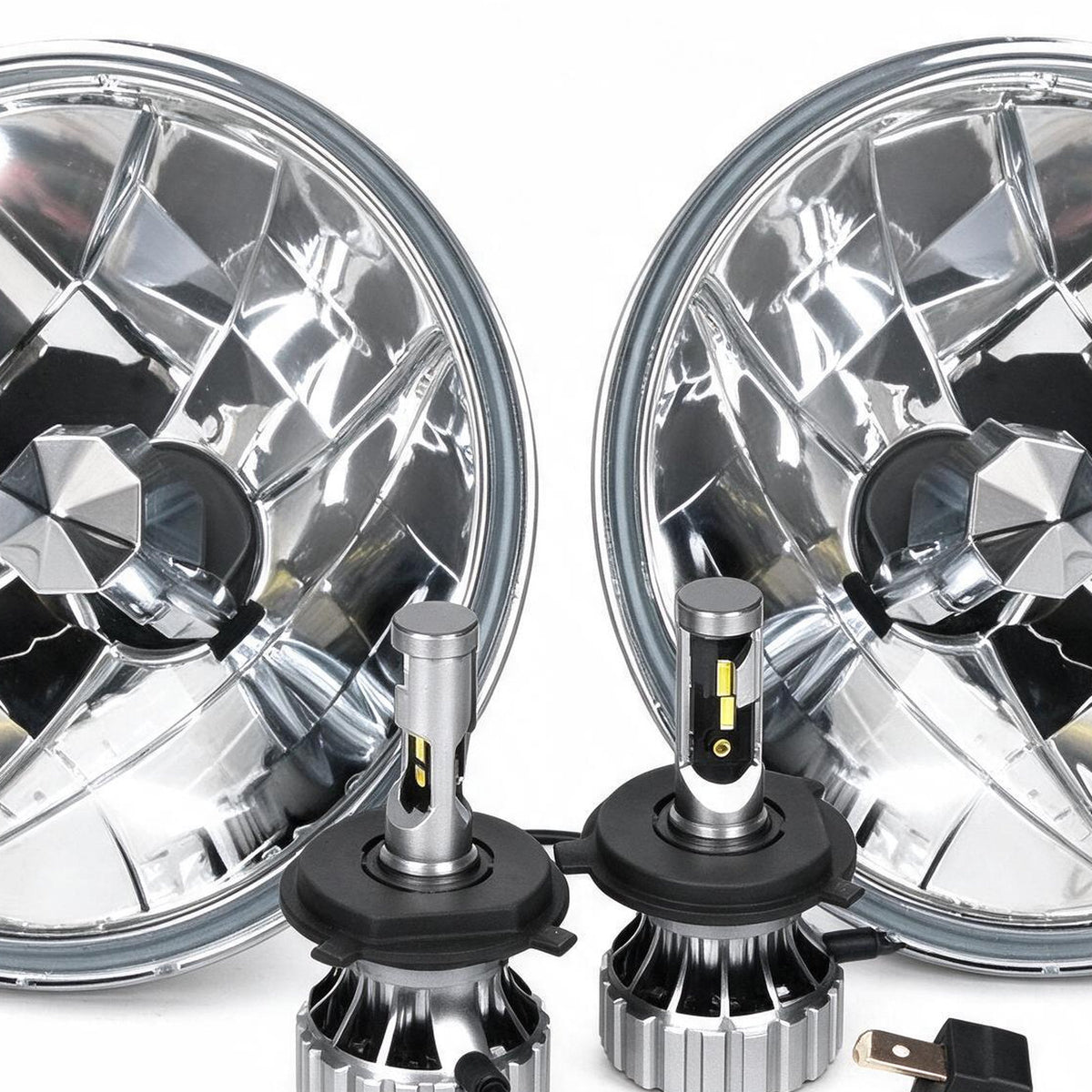 7 Inch Round Headlight Assembly with H4 LED Globes Suitable for Universal Models - XQ1