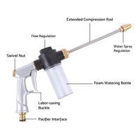 Garden Hose Nozzle Long Pole Foam Water Bottle 360 Degree Rotating Car Wash Gardening