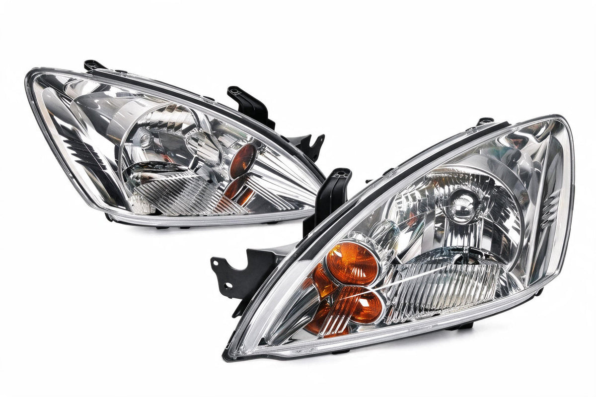 Chrome Headlight Assembly Set LH RH Suitable for Mitsubishi Lancer CH 2003-2012 - ZT2