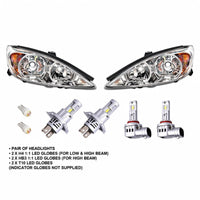 Head Light Chrome with LED Globes Set LH RH Suitable for Toyota Camry - BD1