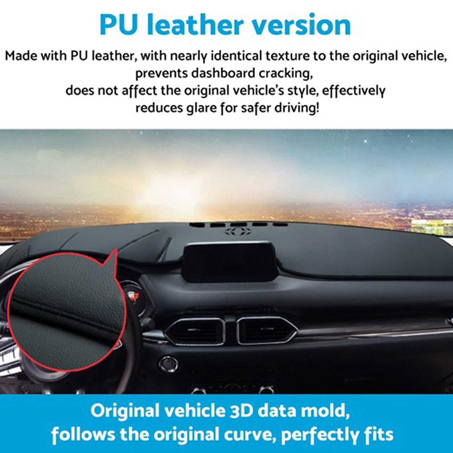 1x Non-Slip Microfiber Leather Dash Mat Suitable For Ford Ranger 2022-2025