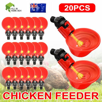 compare product 20x Poultry Chicken Automatic Drinker Cup Waterer Chook Bird Water Feeder Set