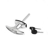2 Set Chrome Rear Fixing T Handle Lock W or  Key For Trailer Caravan Canopy Toolbox