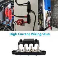 2PCS M10 4 Post 250A DC 48V Studs Bus Bar Power Distribution Box Terminal Block