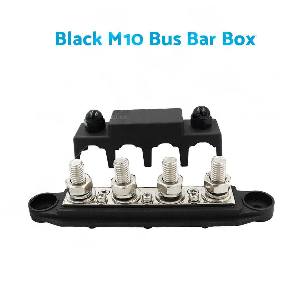 2PCS M10 4 Post 250A DC 48V Studs Bus Bar Power Distribution Box Terminal Block