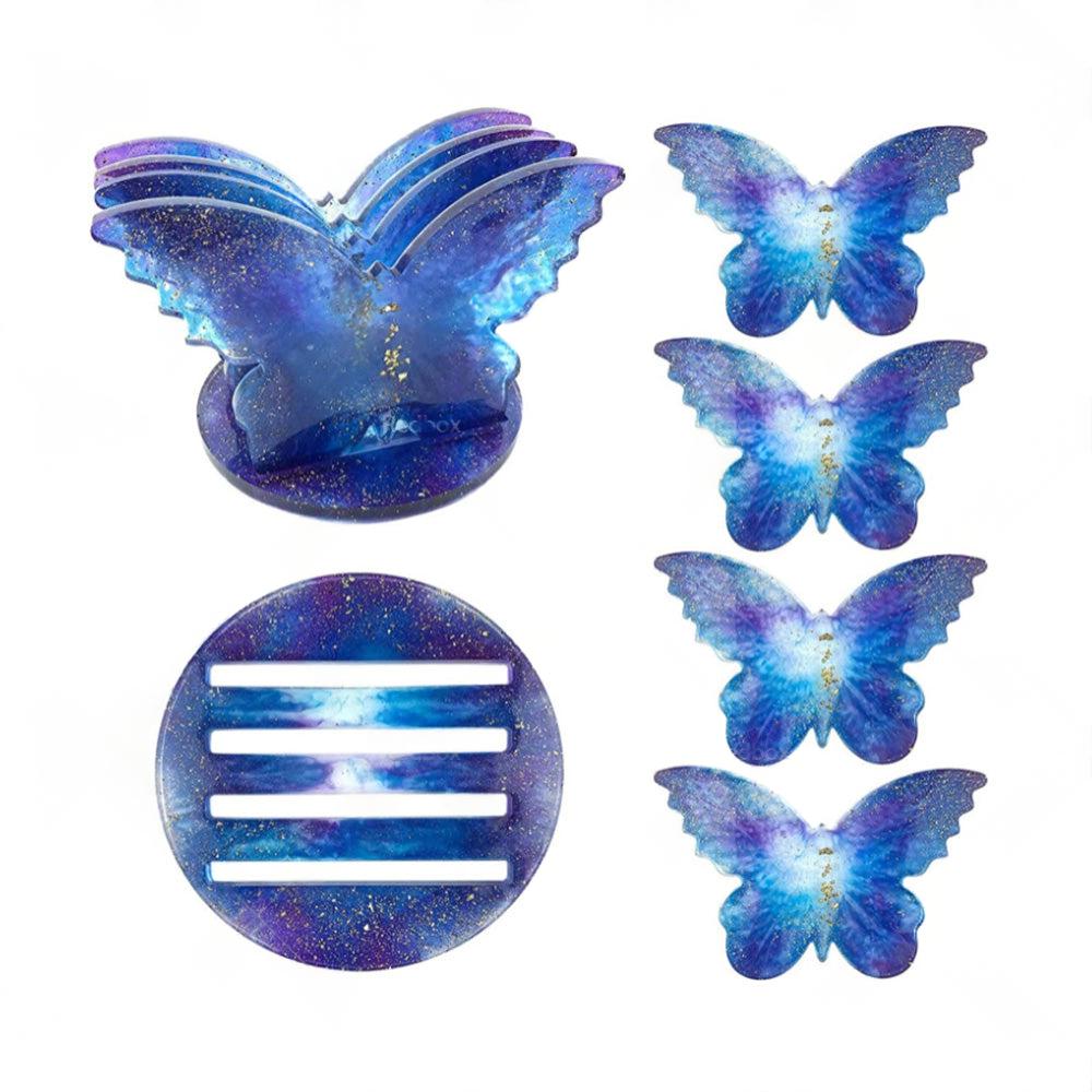 Epoxy Resin 4PCS Butterfly Shaped Coaster molds  Holder Mold for Silicone Resin