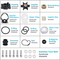 Water Pump Impeller Kit For 20hp 25hp 30hp 35hp Johnson Evinrude outboard 393630