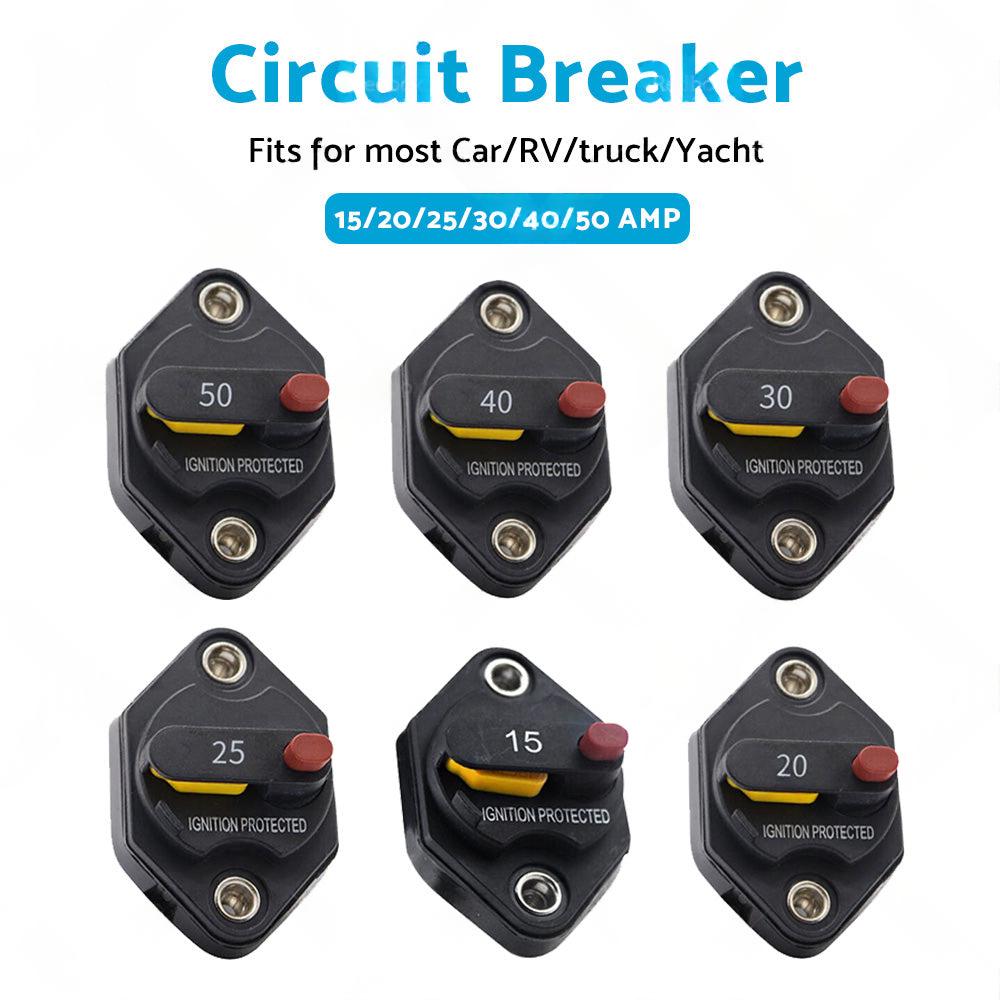 15/20/25/30/40/50A AMP Circuit Breaker Waterproof 12V 32V DC Manual Reset