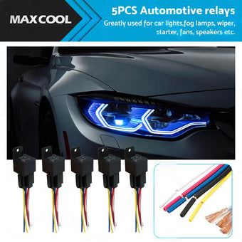 compare product SPDT Automotive Relay With Harness Socket 5x 24V 40A 5 Pin For Car Yacht Caravan