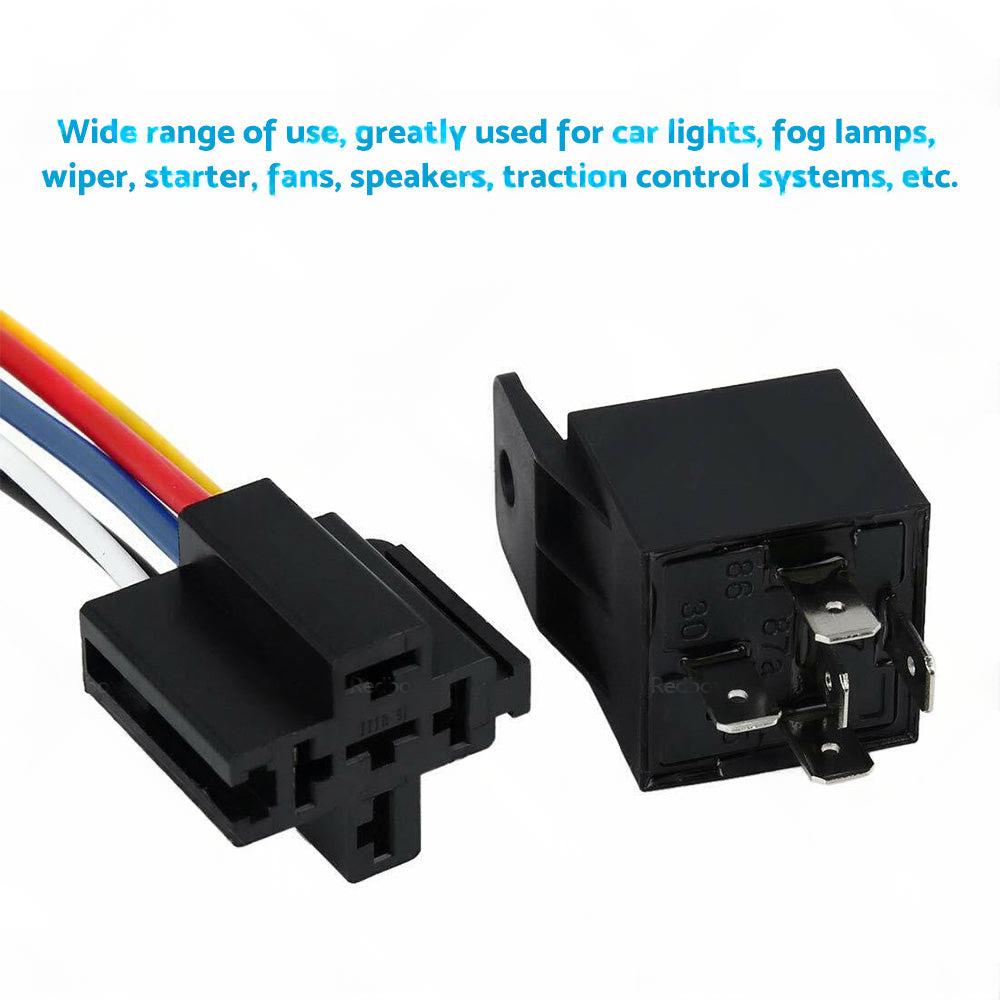 SPDT Automotive Relay With Harness Socket 5x 24V 40A 5 Pin For Car Yacht Caravan