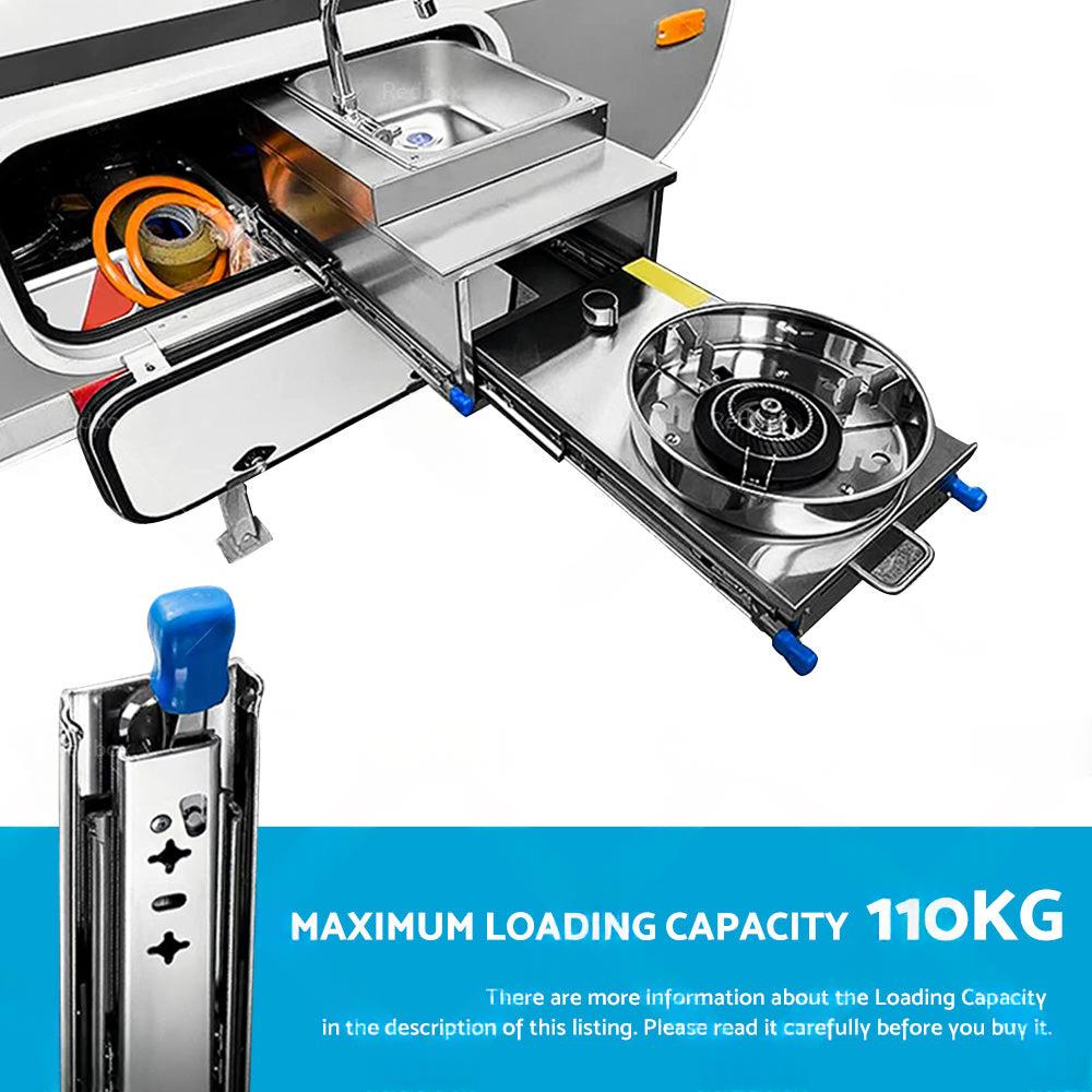 PAIR 90KG Loading Capacity Locking Drawer Slide Runner Trailer 800mm or 1600mm
